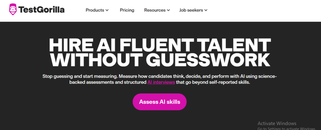 Testgorilla assessment tools for hiring