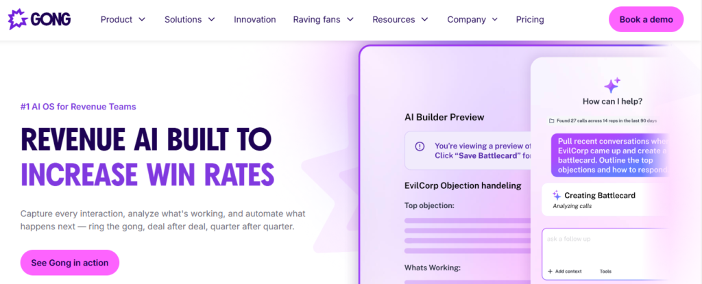 Gong – Revenue Intelligence That Doubles as a Hiring Signal